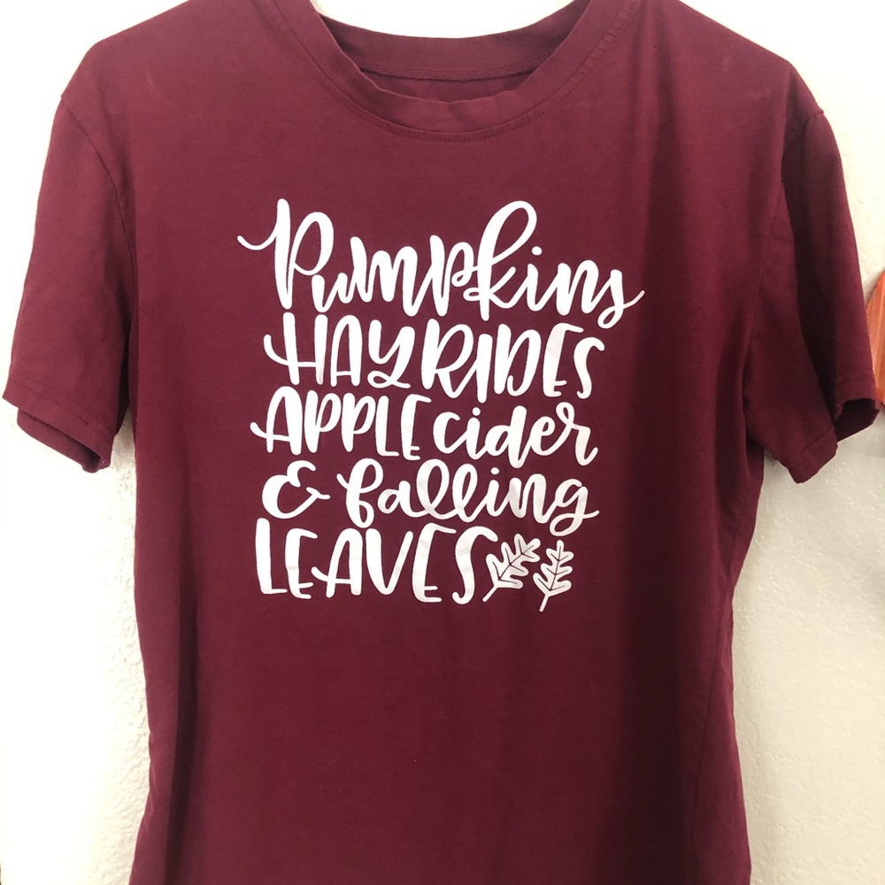 Cute fall t shirt pumpkins hayrides falling leaves
